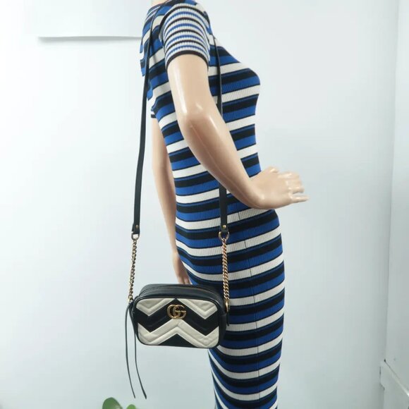 100% Authentic GUCCI Black&White Leather Shoulder Bag 796-102824 - Picture 12 of 12